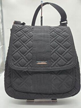 Vera Bradley Black Argyle Quilted Front Flap Crossbody Purse Bag